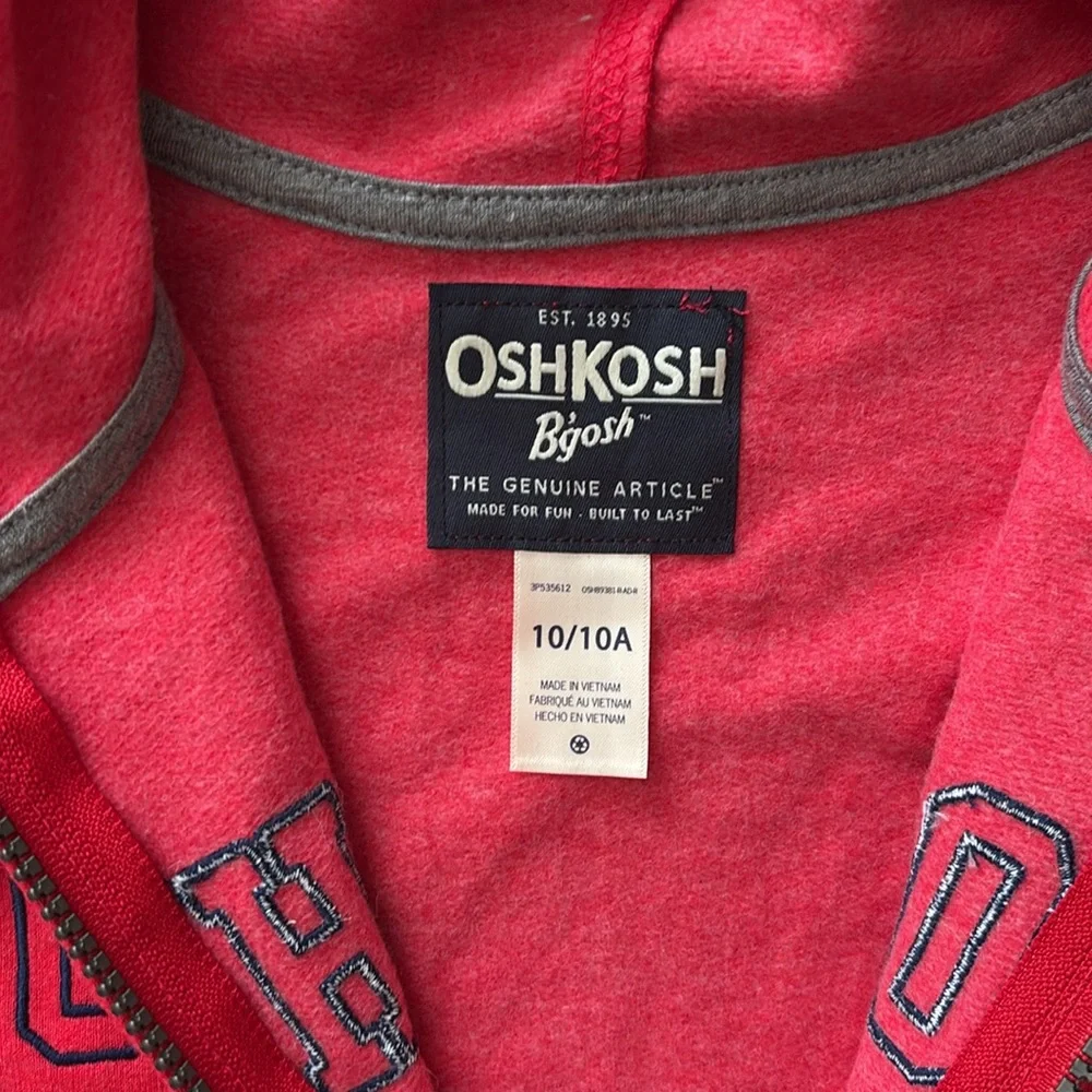 OshKosh Red Blue Zip Up Hooded Lightweight Casual Jacket New with tags size 10 - Picture 4 of 4